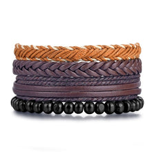 Load image into Gallery viewer, IFMIA Vintage Leather Bracelet Fashion Hand-knitted Multi-layer Leather Feather Leaf Bracelet and Fashion Men's Bracelet Gift