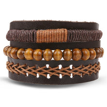 Load image into Gallery viewer, IFMIA Vintage Leather Bracelet Fashion Hand-knitted Multi-layer Leather Feather Leaf Bracelet and Fashion Men's Bracelet Gift