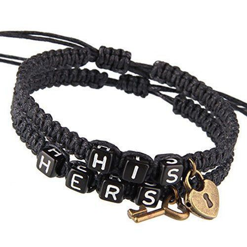 1 Set Couples Bracelet Acrylic Lovers Bracelet His Hers Personalized Gift Key Lock Boyfriend Girlfriend Jewelry