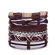 Load image into Gallery viewer, IFMIA Vintage Leather Bracelet Fashion Hand-knitted Multi-layer Leather Feather Leaf Bracelet and Fashion Men's Bracelet Gift